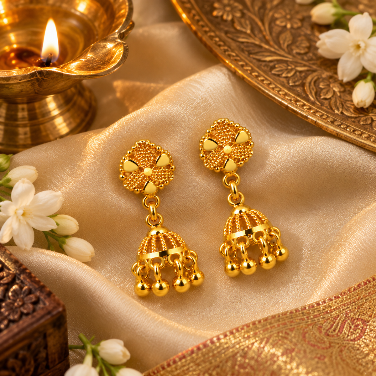 Aarvika Floral Jhumka Earrings and Girls