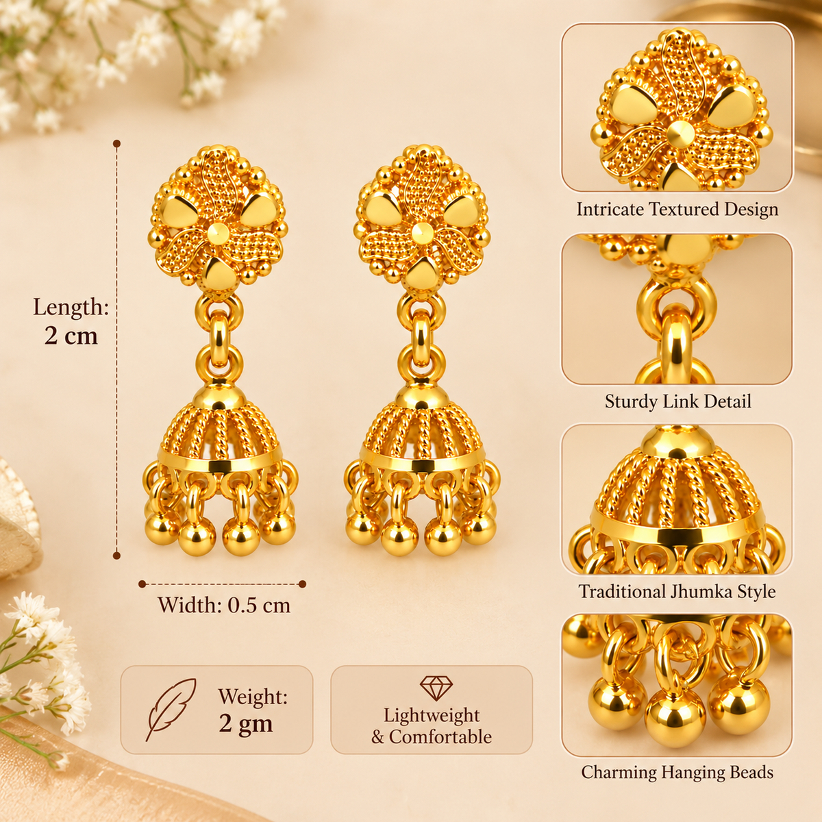 Aarvika Floral Jhumka Earrings and Girls