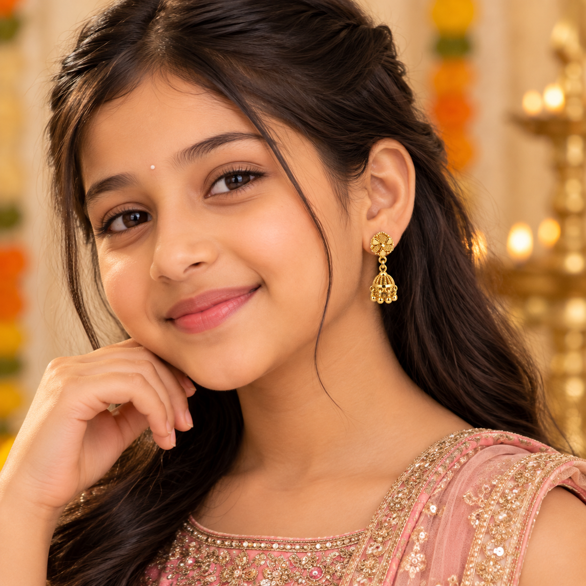 Aarvika Floral Jhumka Earrings and Girls
