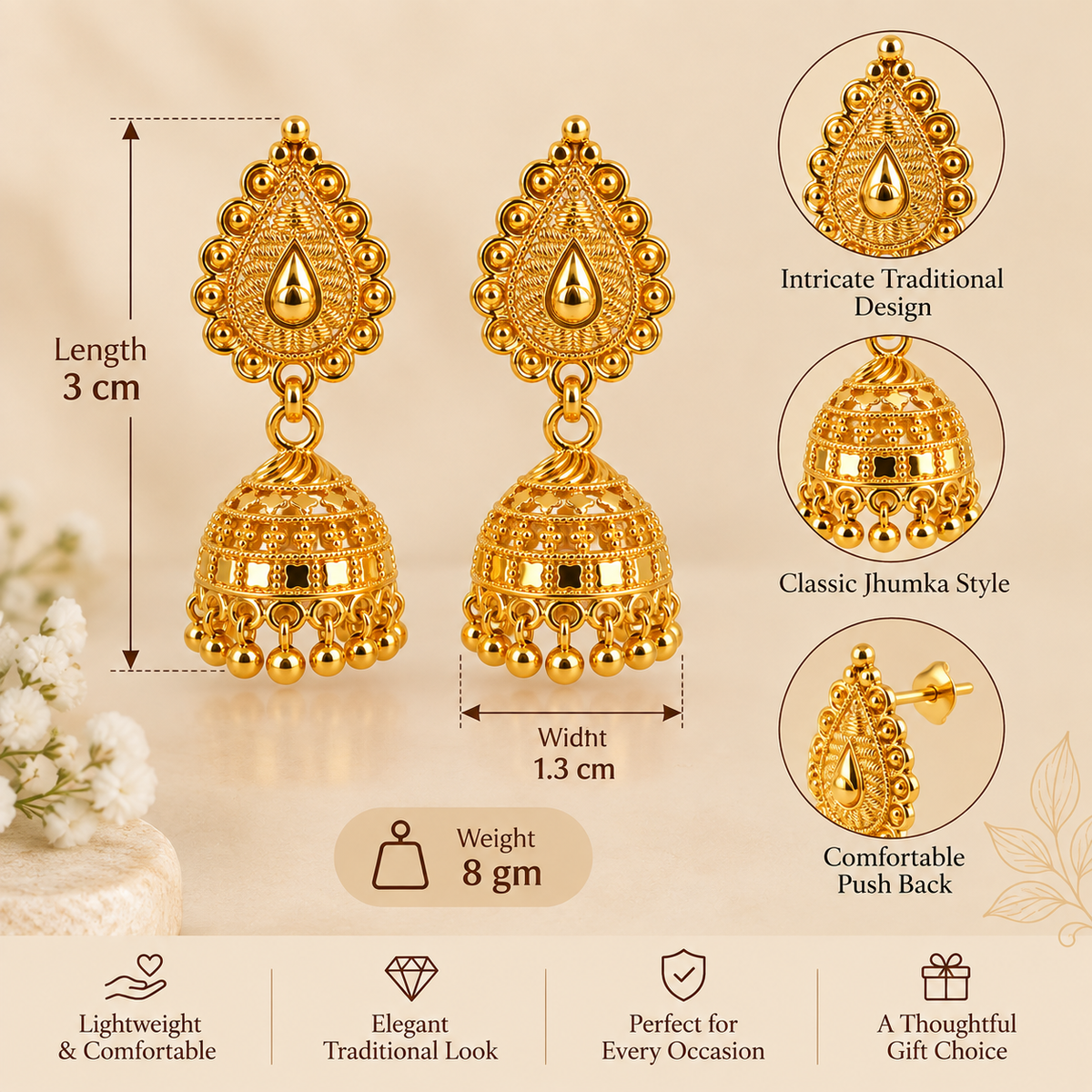 Aarvika Traditional Jhumka Earrings