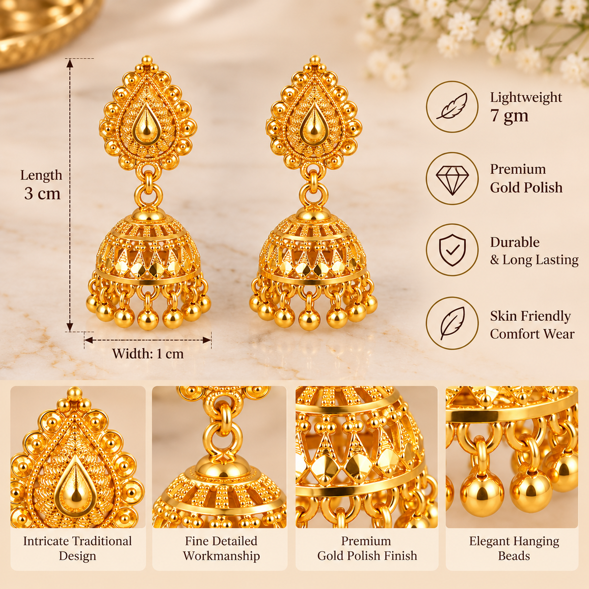 Aarvika Teardrop Jhumka Earrings