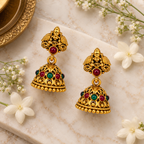 Aarvika Temple Design Jhumka Earrings
