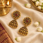 Aarvika Traditional Floral Temple Jhumka Earrings