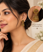Aarvika Traditional Floral Temple Jhumka Earrings