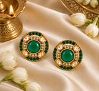 Aarvika Round Ethnic Stud Earrings & Girls â Green