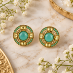 Aarvika Round Ethnic Stud Earrings & Girls â Mint Green