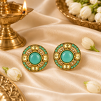 Aarvika Round Ethnic Stud Earrings & Girls â Mint Green