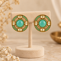 Aarvika Round Ethnic Stud Earrings & Girls â Mint Green