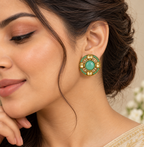 Aarvika Round Ethnic Stud Earrings & Girls â Mint Green
