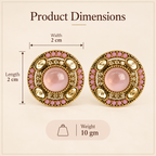 Aarvika Round Ethnic Stud Earrings & Girls â Pink