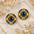 Aarvika Round Ethnic Stud Earrings & Girls â Royal Blue