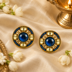Aarvika Round Ethnic Stud Earrings & Girls â Royal Blue