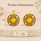 Aarvika Round Ethnic Stud Earrings & Girls â Yellow