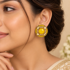 Aarvika Round Ethnic Stud Earrings & Girls â Yellow
