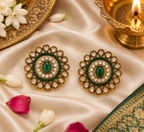 Aarvika Ethnic Stud Earrings â Green