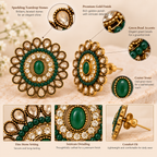 Aarvika Ethnic Stud Earrings â Green
