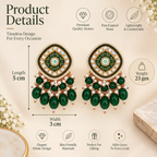Aarvika Traditional Statement Earrings, Bottle Green