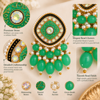 Aarvika Traditional Statement Earrings, Green