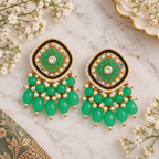Aarvika Traditional Statement Earrings, Green