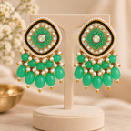 Aarvika Traditional Statement Earrings, Green
