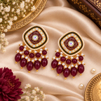 Aarvika Traditional Statement Earrings, Maroon