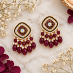 Aarvika Traditional Statement Earrings, Maroon