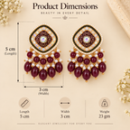 Aarvika Traditional Statement Earrings, Maroon