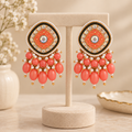Aarvika Traditional Statement Earrings, Orange