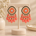Aarvika Traditional Statement Earrings, Orange