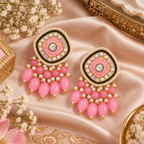 Aarvika Traditional Statement Earrings, Pink