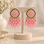 Aarvika Traditional Statement Earrings, Pink