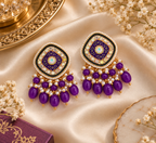 Aarvika Traditional Statement Earrings, Purple