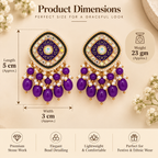 Aarvika Traditional Statement Earrings, Purple