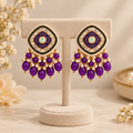 Aarvika Traditional Statement Earrings, Purple