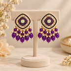 Aarvika Traditional Statement Earrings, Purple