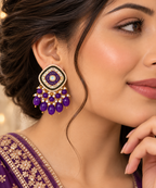 Aarvika Traditional Statement Earrings, Purple