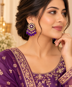 Aarvika Traditional Statement Earrings, Purple