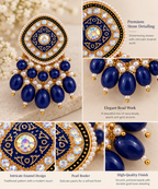 Aarvika Traditional Statement Earrings, Royal Blue