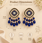 Aarvika Traditional Statement Earrings, Royal Blue
