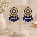 Aarvika Traditional Statement Earrings, Royal Blue