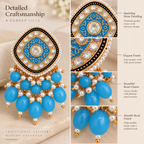 Aarvika Traditional Statement Earrings, Sky Blue