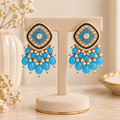 Aarvika Traditional Statement Earrings, Sky Blue