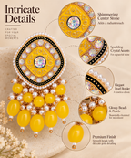 Aarvika Traditional Statement Earrings, Yellow