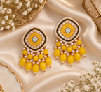 Aarvika Traditional Statement Earrings, Yellow