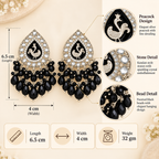 Aarvika Teardrop Peacock Design Earring (Black)
