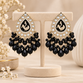 Aarvika Teardrop Peacock Design Earring (Black)