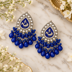 Aarvika Teardrop Peacock Design Earring (Blue)