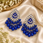 Aarvika Teardrop Peacock Design Earring (Blue)