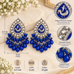 Aarvika Teardrop Peacock Design Earring (Blue)