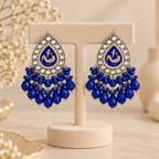 Aarvika Teardrop Peacock Design Earring (Blue)